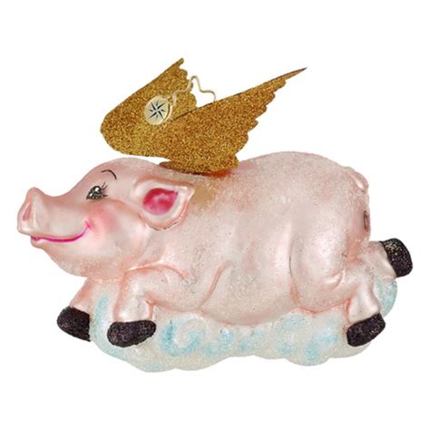 Radko Ornaments Pig Christmas Ornament When Pigs Fly Radko Christmas