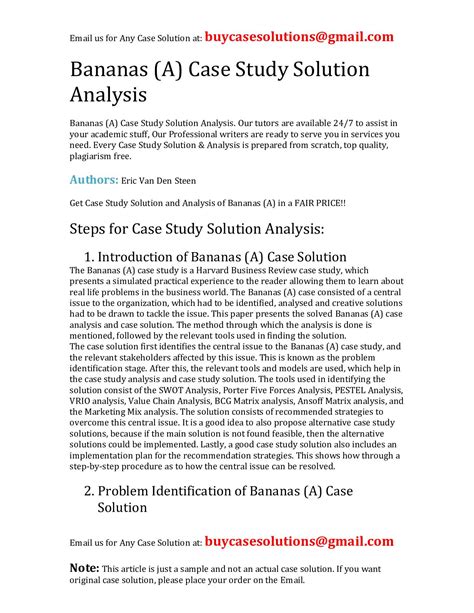 Calam O Bananas A Case Study Solution Analysis