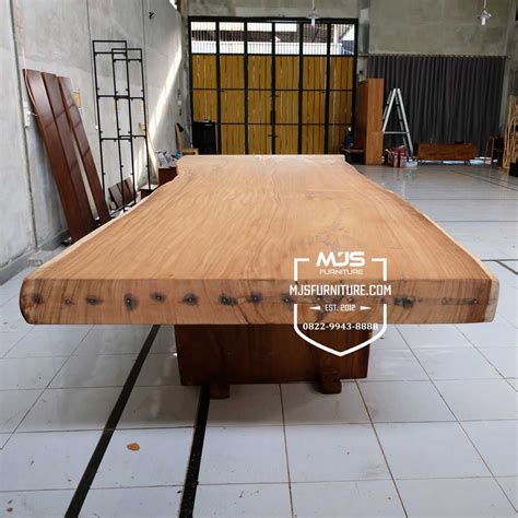 Meja Meeting Kayu Solid Trembesi Besar Mjs Furniture Jepara