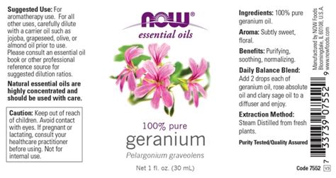 Geranium Oil Oz Now Foods Now Essential Oils Marcas