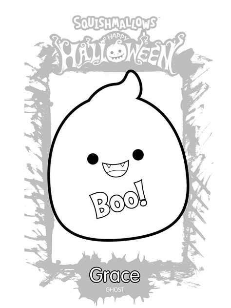 Halloween Squishmallows Ghost Grace Coloring Pages - Coloring Cool