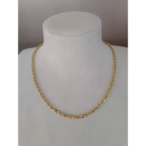 Collana Donna Oro Giallo 18 Karati 750 Maglia Catena Fune Intrecciata