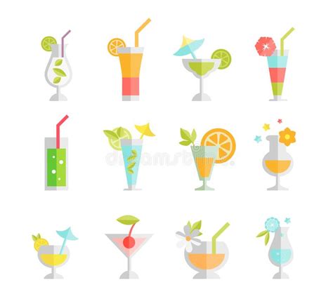 Alcohol Cocktails Drink Menu Card Template Vector Illustration Stock