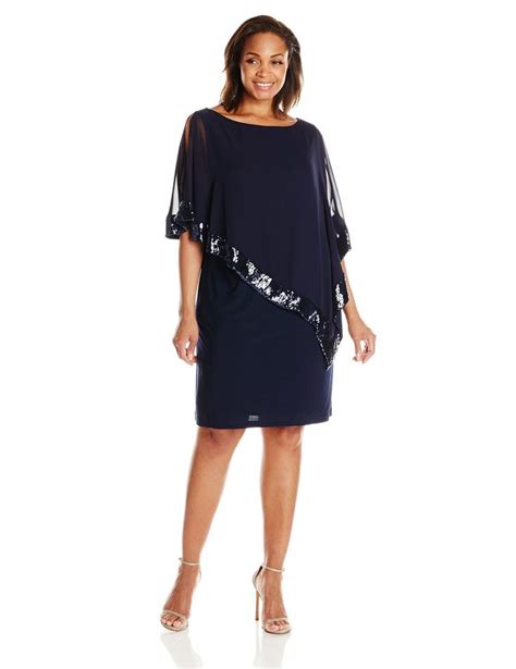 Xscape Womens Plus Size Short Ity Dress With Sequin Trim