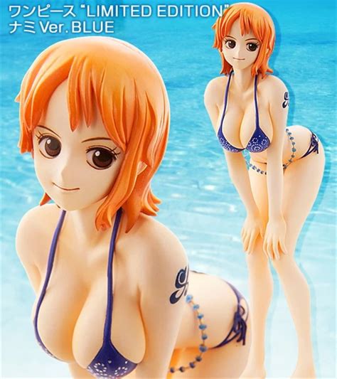 Anime One Piece Blue Swimsuit Nami Pop Nami Sexy Action Figure Collection Toy 18cm Anime One