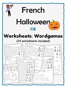 French Halloween Worksheets Wordgames Crosswords Wordsearch