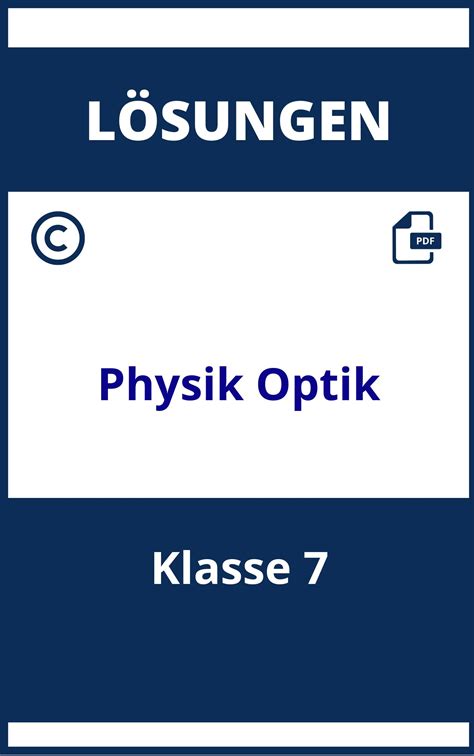 Arbeitsbl Tter Physik Klasse L Sungen Optik