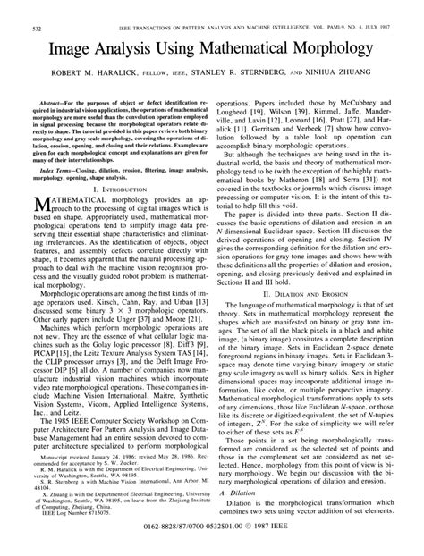 (PDF) Image Algebra Using Mathematical Morphology