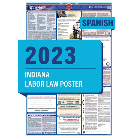 Indiana Federal Labor Law Posters Spanish Unlaminated