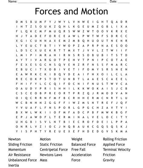 Force And Motion Word Search WordMint