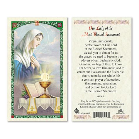 Lady Of Sacred Sacraments Prayer Card 25pk English San Francis