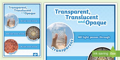 Transparent Opaque And Translucent Photo Display Poster