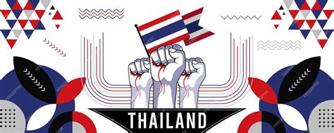 Premium Vector | Flag and map of thailand with raised fists national ...