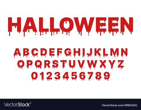 Blood halloween font red paint liquid flowing Vector Image