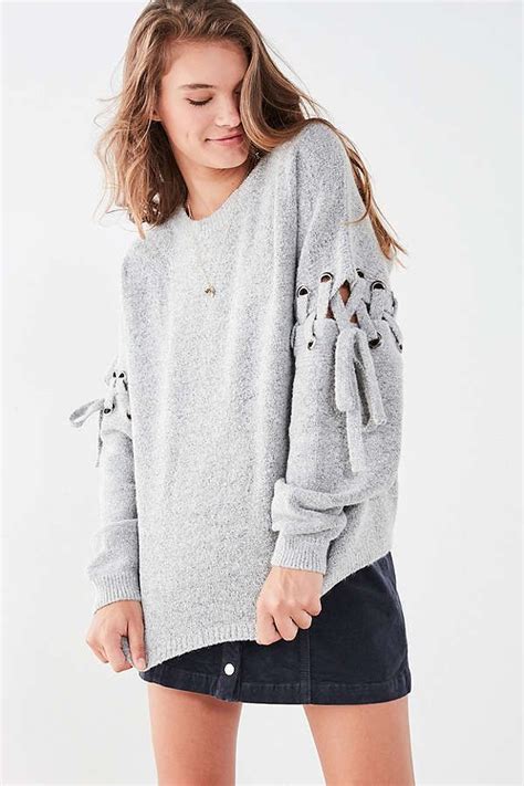 Uo Nadine Lace Up Sleeve Sweater Sweater Sleeves Sweaters Outfit Inspirations