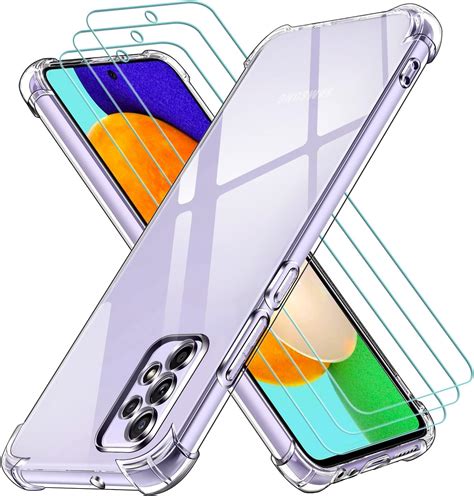 Ivoler Case For Samsung Galaxy A52 5g Galaxy A52 4g 3 Pack Tempered