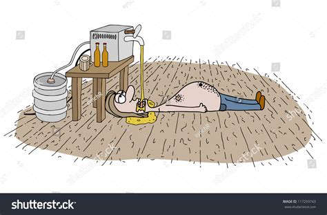 Drunk Man Drinking Beer Humor Illustration Stock Vector Royalty Free 117293743 Shutterstock