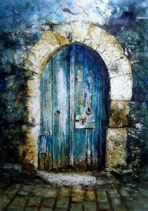 Painting Of Shabby Blue Door Beautiful Cool Doors Unique Doors