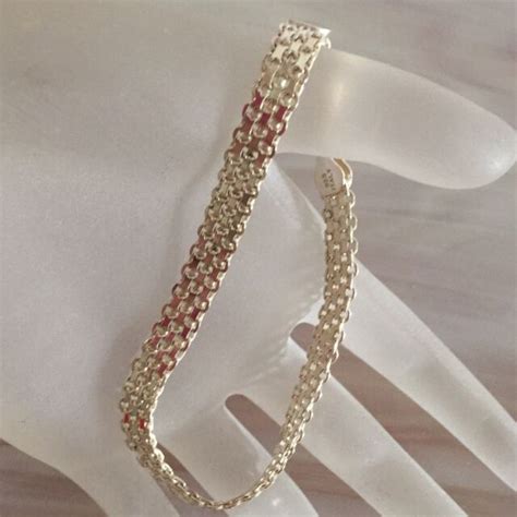 Signed Otc 925 Sterling Silver Italy Mesh Bracelet 7 Long Ebay