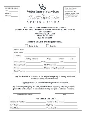 Fillable Online Ok Reorder Of Premises Id Tags And Tagger For Goats