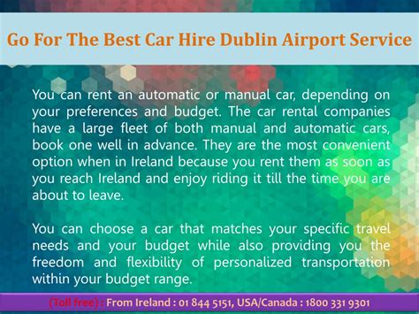 Ppt Go For The Best Car Hire Dublin Airport Service Powerpoint