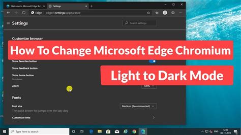 How To Change Microsoft Edge Chromium Light To Dark Mode YouTube