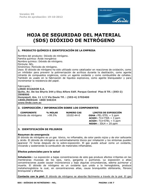 Dióxido De Nitrógeno Linde Gases Industriales