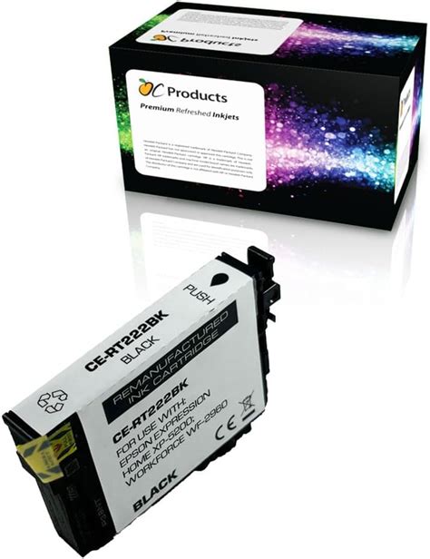 OCProducts Cartucho De Tinta Remanufacturado Para Epson 222 Negro