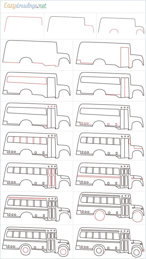 How to draw a school bus step by step - [17 Easy Phase] | School bus ...