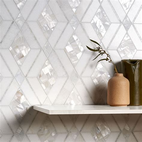 Sample Diana White Polished Marble And Pearl Mosaic Tile