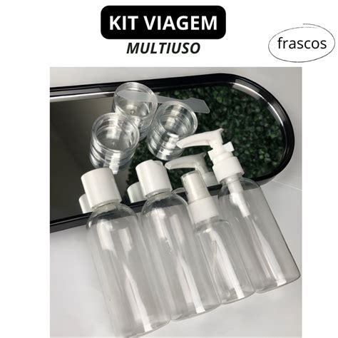 Kit Viagem Frascos Organizadores Estojo Ideal Pra Sua Viagem Cabe