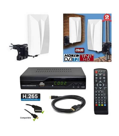 Kit TNT Décodeur HD DVB T2 H 265 antenne TNT HD 940T