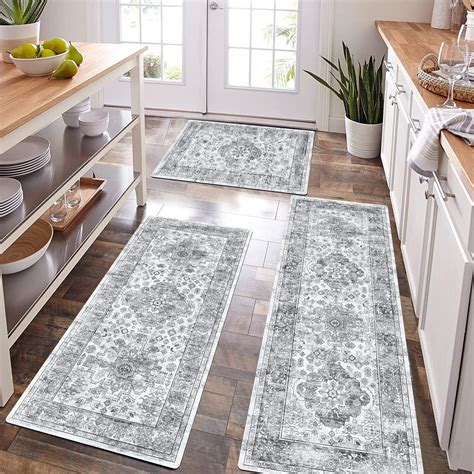 Amazon Pauwer Boho Kitchen Rugs Sets Of 3 Non Slip Rubber Kitchen