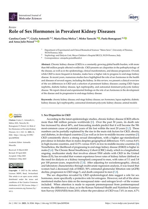PDF Role Of Sex Hormones In Prevalent Kidney Diseases