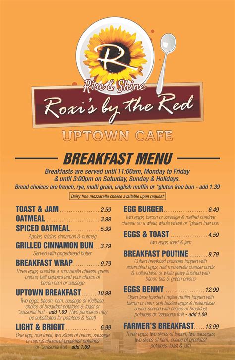 Menu At Roxis Uptown Cafe Selkirk