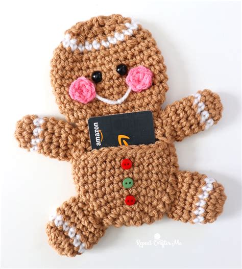 Crochet Gingerbread Man Gift Card Holder Repeat Crafter Me