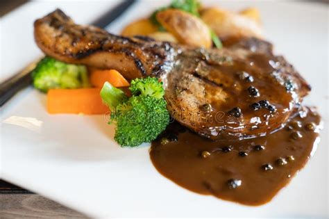 Delicious Fresh Pork Chop With Black Pepper Sauce Dipping Stock Image Image Of Beef Healthy