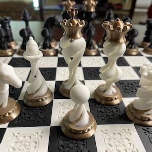 3D Printed Chess Set 32 Piece Set Spiral New Design - Etsy