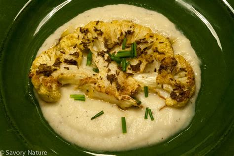 Cauliflower Steaks With Cauliflower Puree Recipe Savory Nature