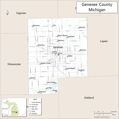 Map Of Genesee County Michigan Showing Cities Highways Important