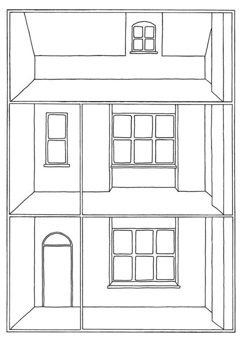 Interior House Template for Drawing or Collage Craft - Etsy | Paper doll house, House template ...