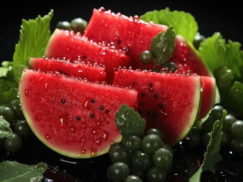 Premium Photo Fresh Watermelon Slices With Water Splash On Clean