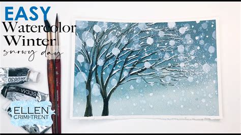 Winter Watercolor Easy Tutorial