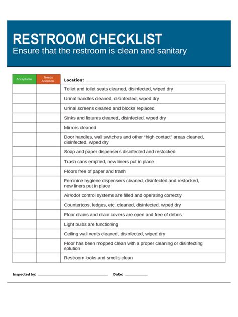 Toilet Checklist Template 2 Free Templates In Pdf Word Excel Download