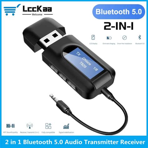 Usb Bluetooth 5 0 Audio Transmitter Receiver Lcd Display 3 5mm Aux Rca