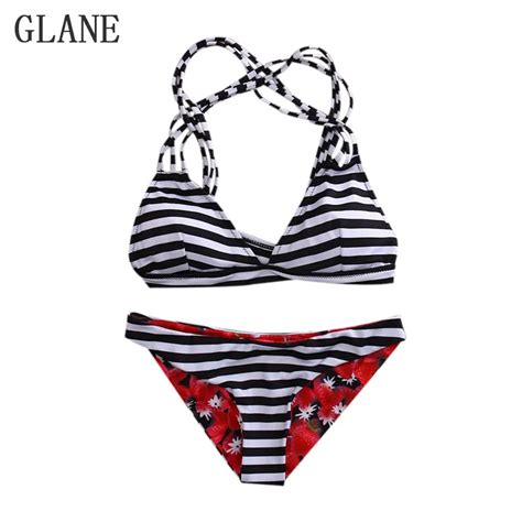 2017 Sexy Bikinis Women Swimsuit Swimwear Striped Bikini Set Bathing