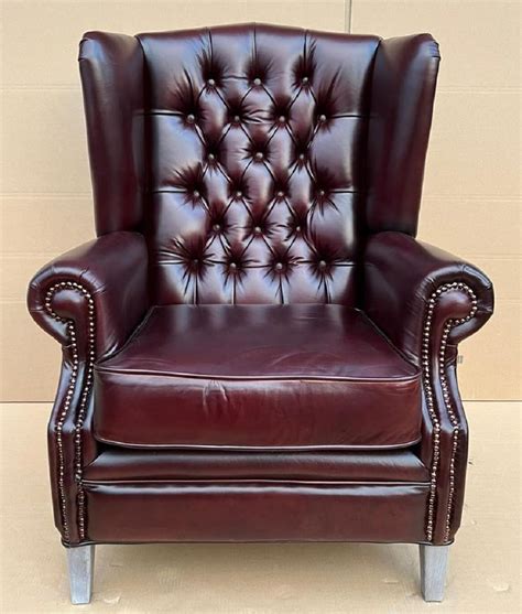 Casa Padrino Fauteuil à Oreilles Chesterfield de Luxe Rouge vin Gris 90