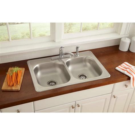 Glacier Bay Drop In Stainless Steel In Hole Double Basin Kitchen