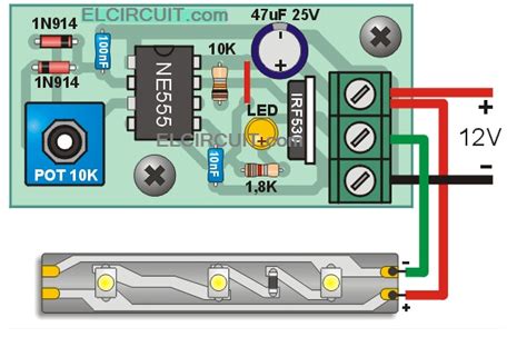 LED Strips Dimmer with 555 Circuit - Electronic Circuit