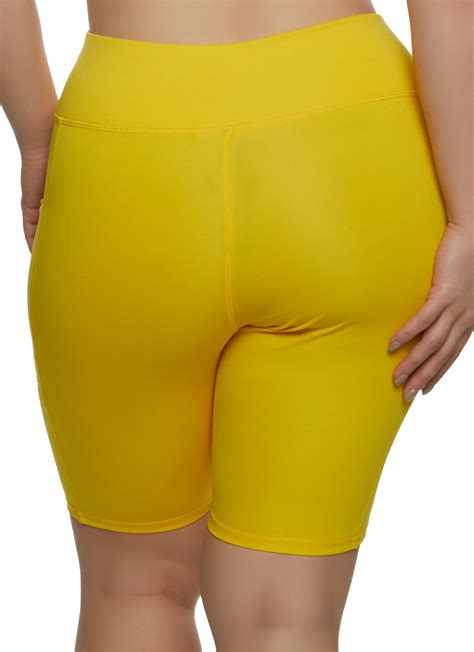 Plus Size Basic Pocket Biker Shorts